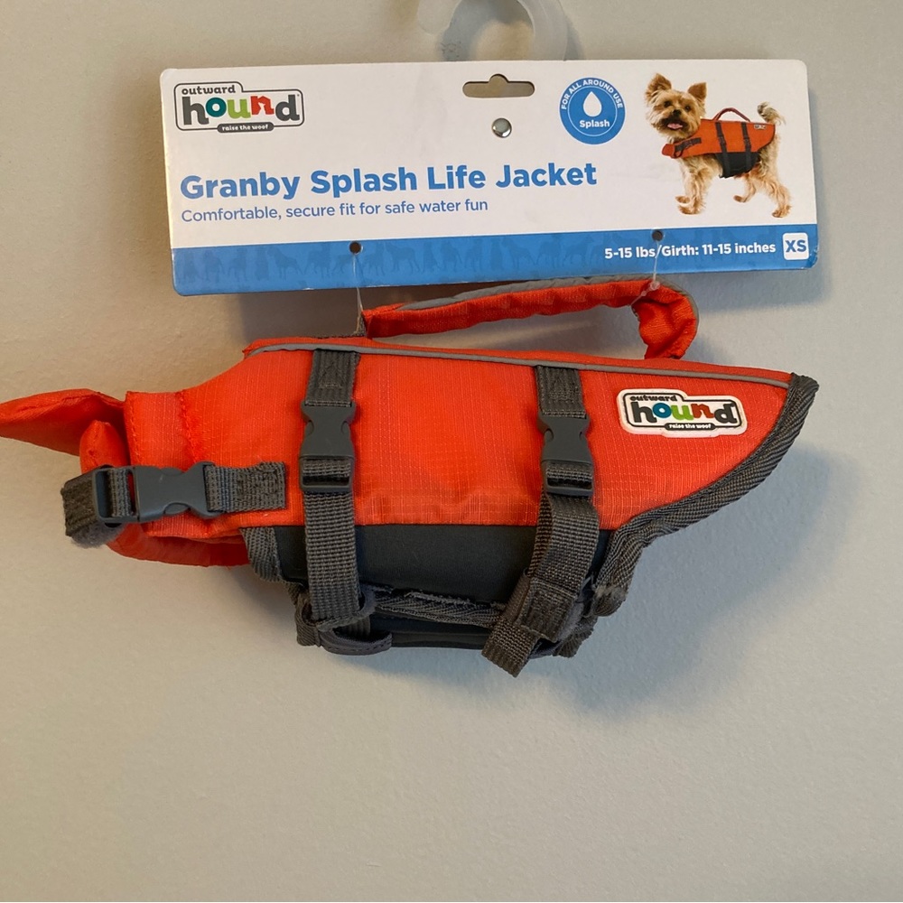 Outward Hound Granby Splash Life Jacket, size XL, orange and gray